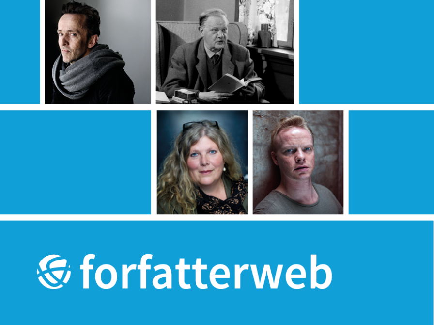 Forfatterweb - banner med tekst og forfatterportrætter